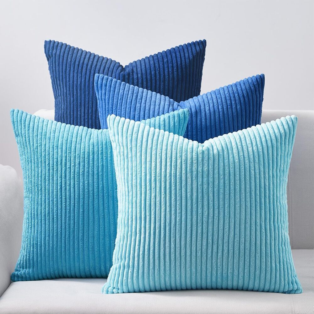 3395 Decorative Throw Pillow Covers Aque Teal Blue Series,Summer Corduroy
